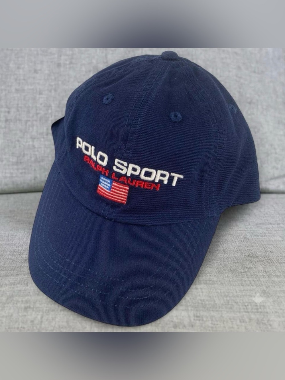 Polo sports Ralph Lauren navy blue hat. Embroidered logo and American flag